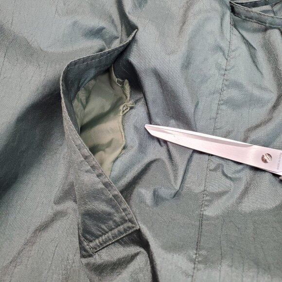 Vintage 80s Current Seen Womens 9/10 Green Long Trench Jacket Coat Rain READ - Picture 9 of 16